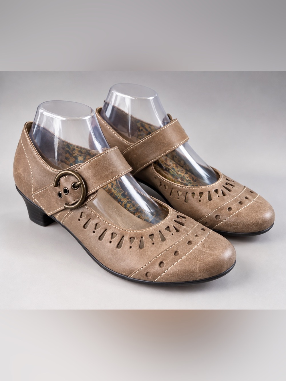 Remonte Dorndorf EU 40 Brown Leather Mary Jane Comfort Heels Cutout